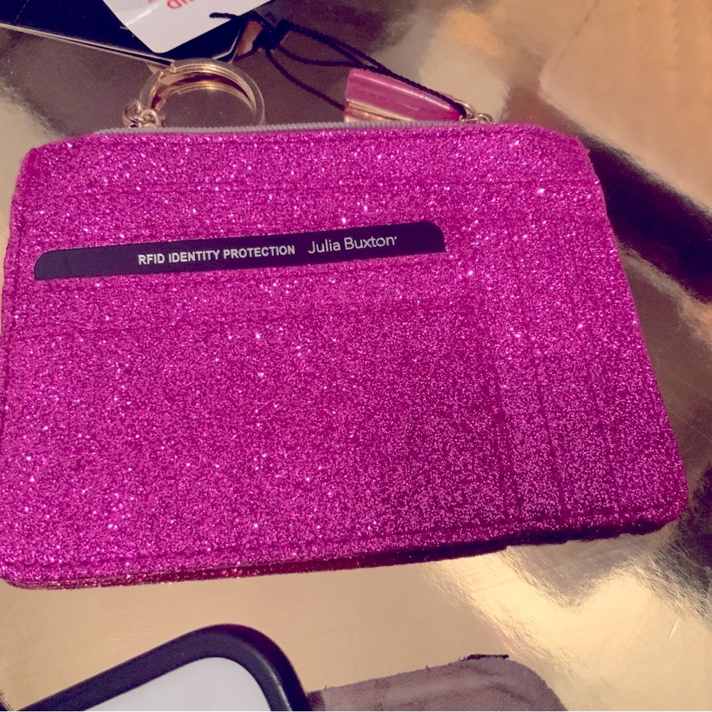 Julia Buxton Pink Glitter Card Holder